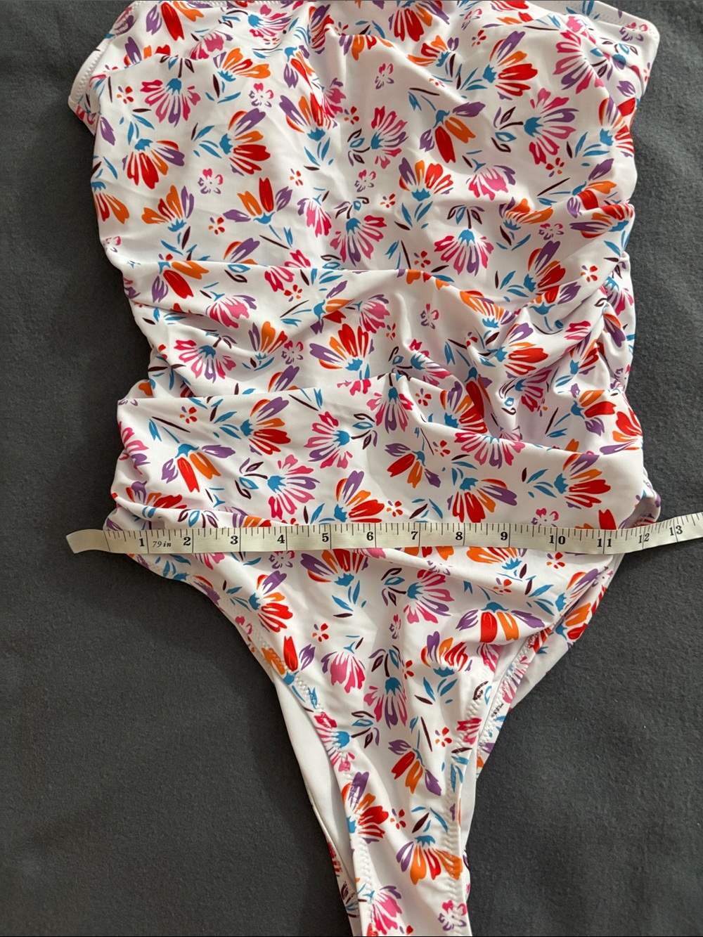 Hilinker Floral Ruched One Piece Swimsuit NWT Size M - Picture 3 of 8